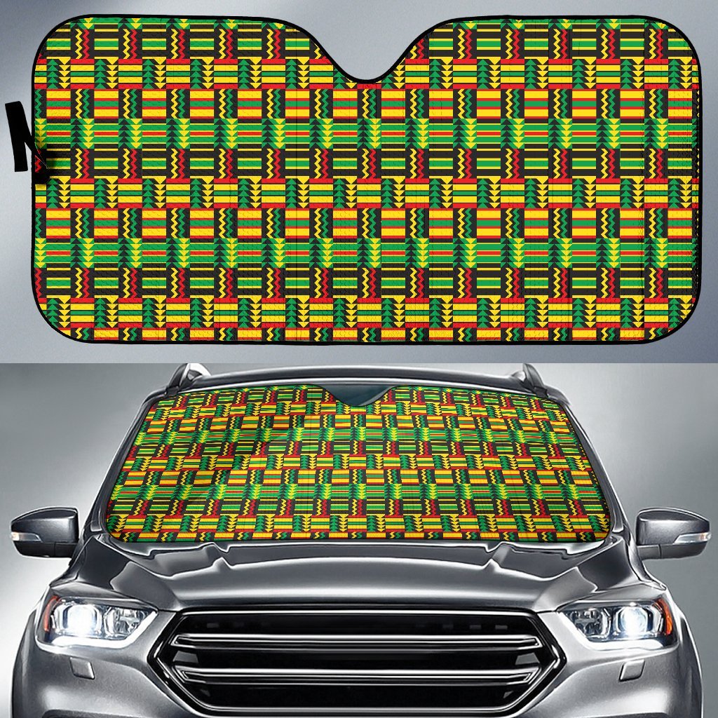 African Zip Zag Print Pattern Car Sun Shade For Windshield