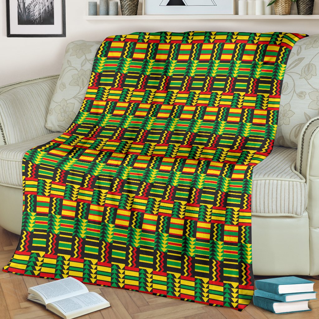 African Zip Zag Print Pattern Fleece Blanket