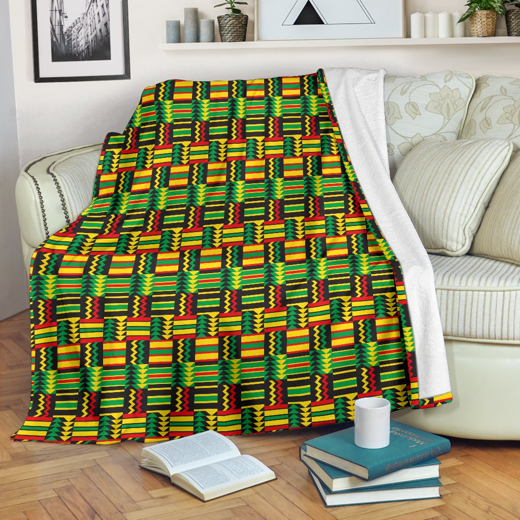 African Zip Zag Print Pattern Fleece Blanket