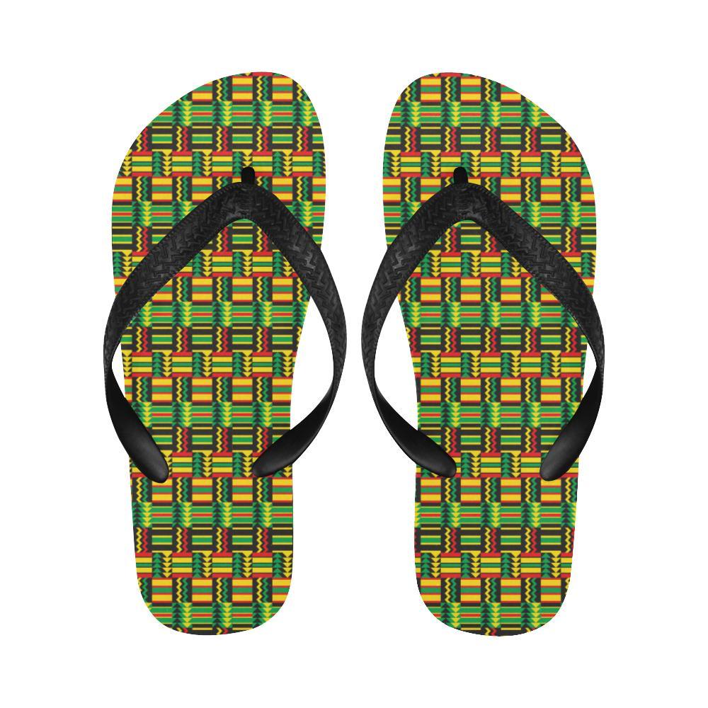 African Zip Zag Print Pattern Flip Flops-JTAMIGO.COM
