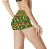 African Zip Zag Print Pattern High Waisted Spandex Shorts-JTAMIGO.COM