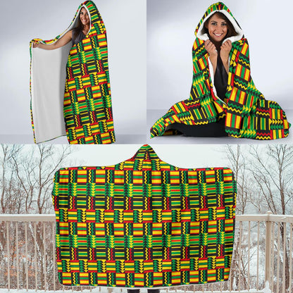 African Zip Zag Print Pattern Hooded Blanket-JTAMIGO.COM