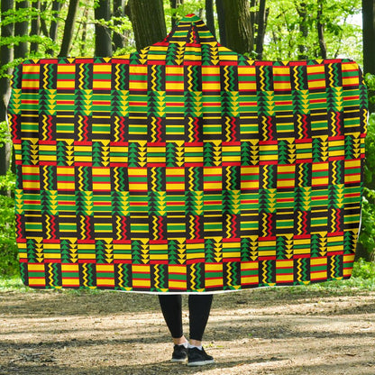 African Zip Zag Print Pattern Hooded Blanket-JTAMIGO.COM