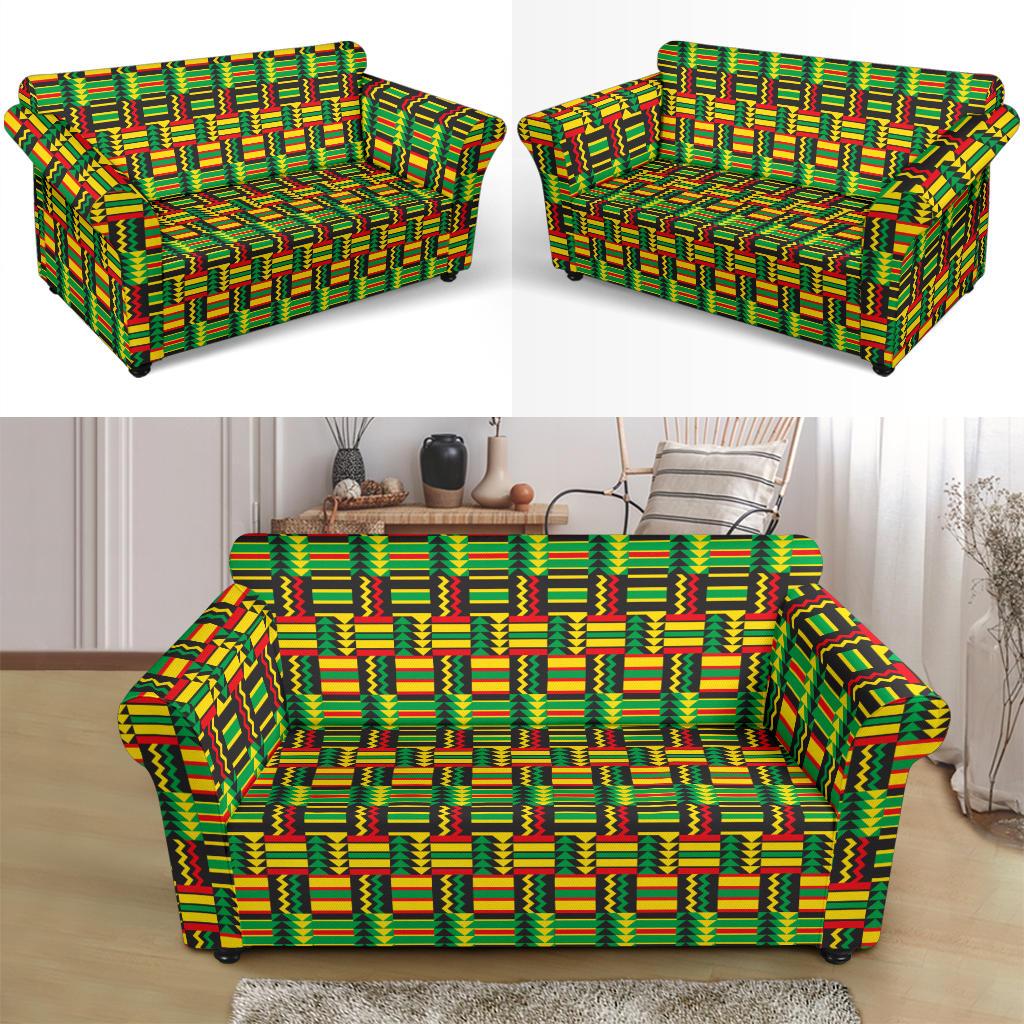 African Zip Zag Print Pattern Loveseat Slipcover-JTAMIGO.COM