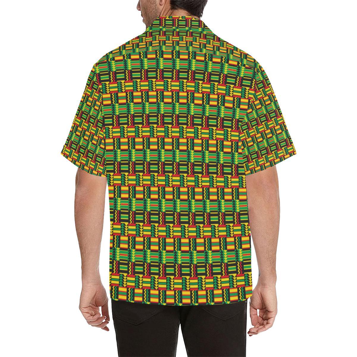 African Zip Zag Print Pattern Men Aloha Hawaiian Shirt