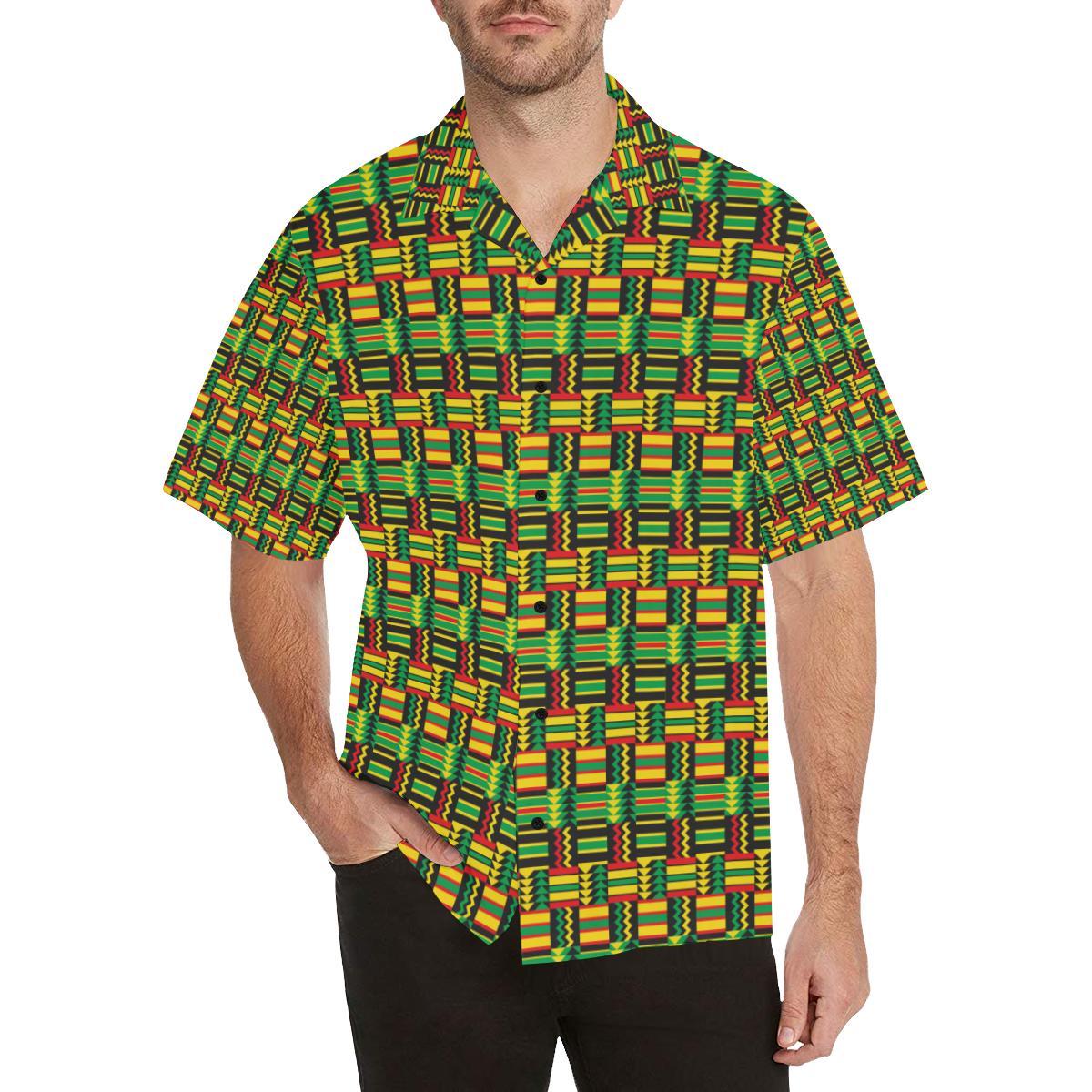 African Zip Zag Print Pattern Men Aloha Hawaiian Shirt