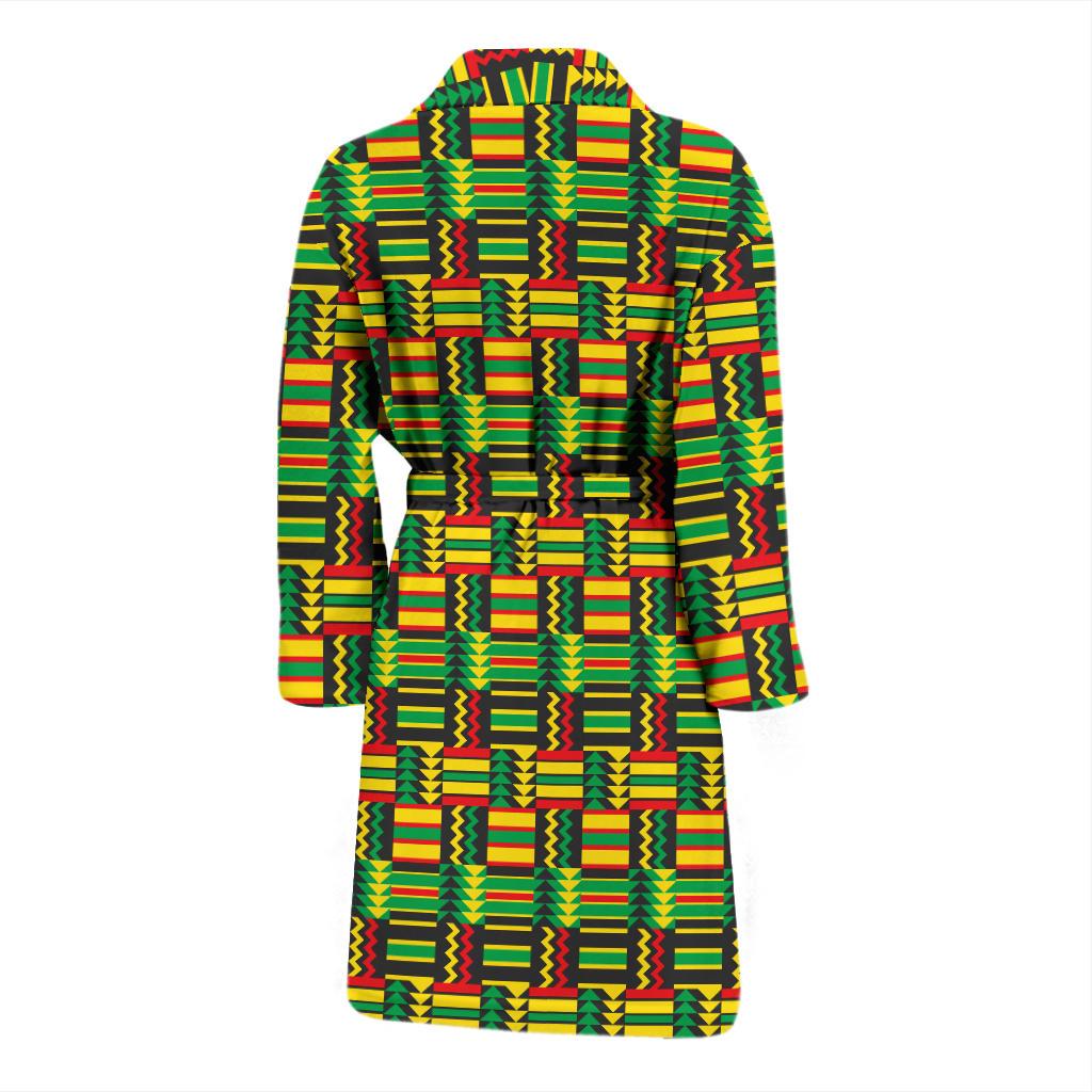 African Zip Zag Print Pattern Men Bath Robe-JTAMIGO.COM