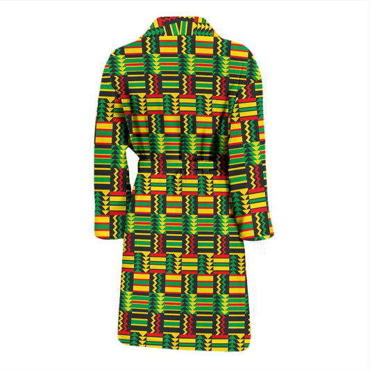 African Zip Zag Print Pattern Men Bath Robe-JTAMIGO.COM