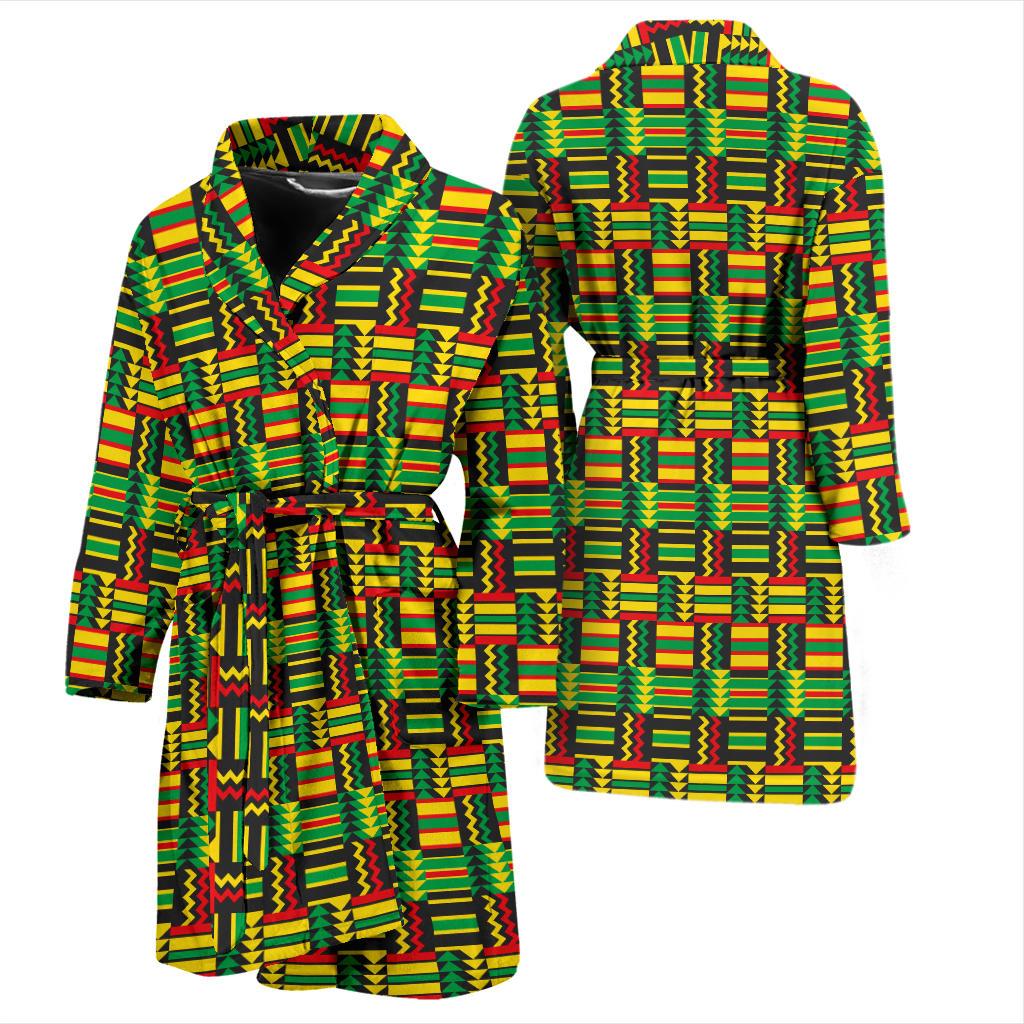 African Zip Zag Print Pattern Men Bath Robe-JTAMIGO.COM