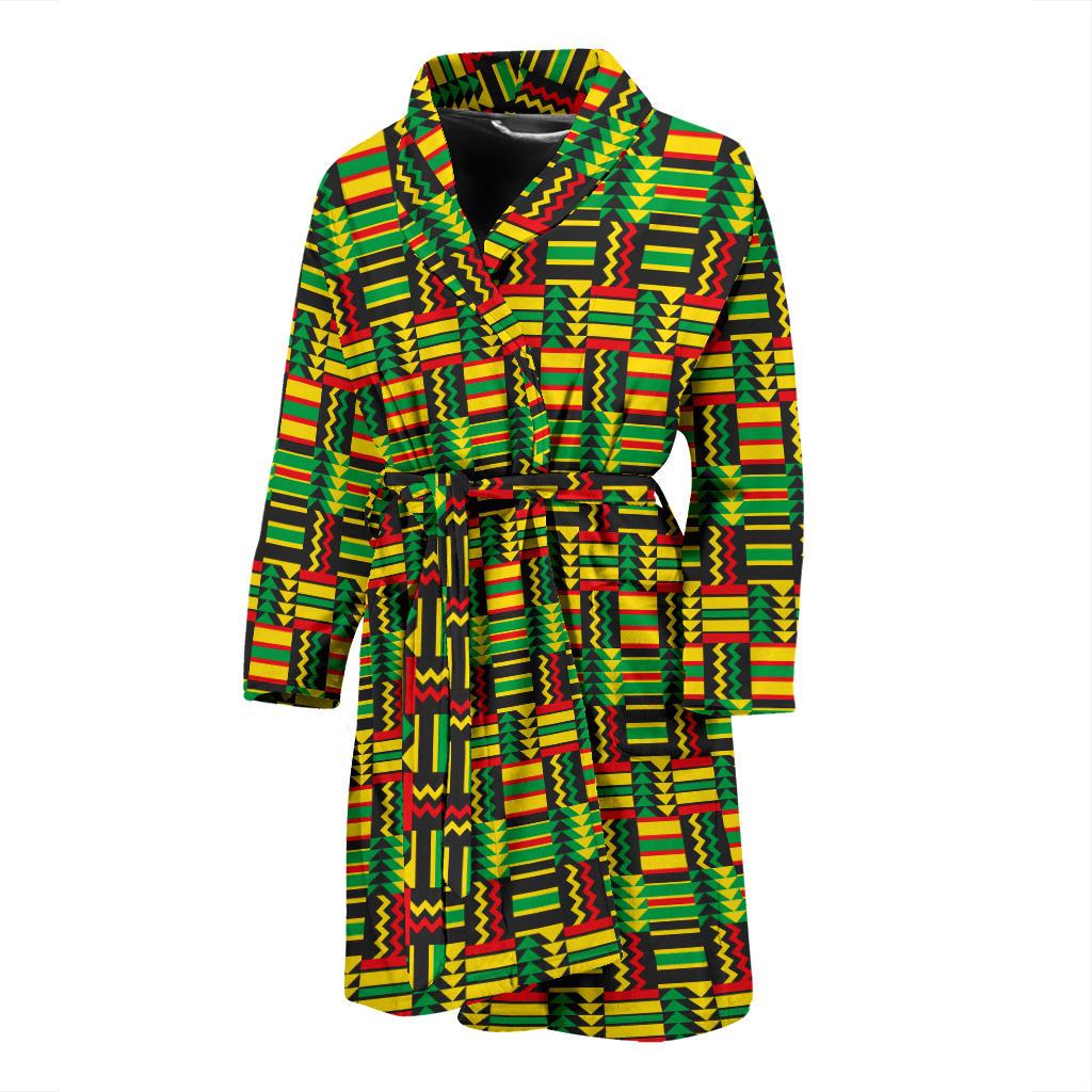 African Zip Zag Print Pattern Men Bath Robe-JTAMIGO.COM