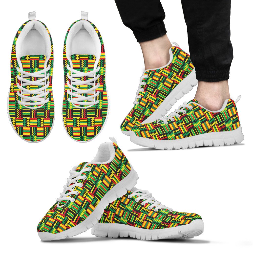 African Zip Zag Print Pattern Men Sneakers Shoes