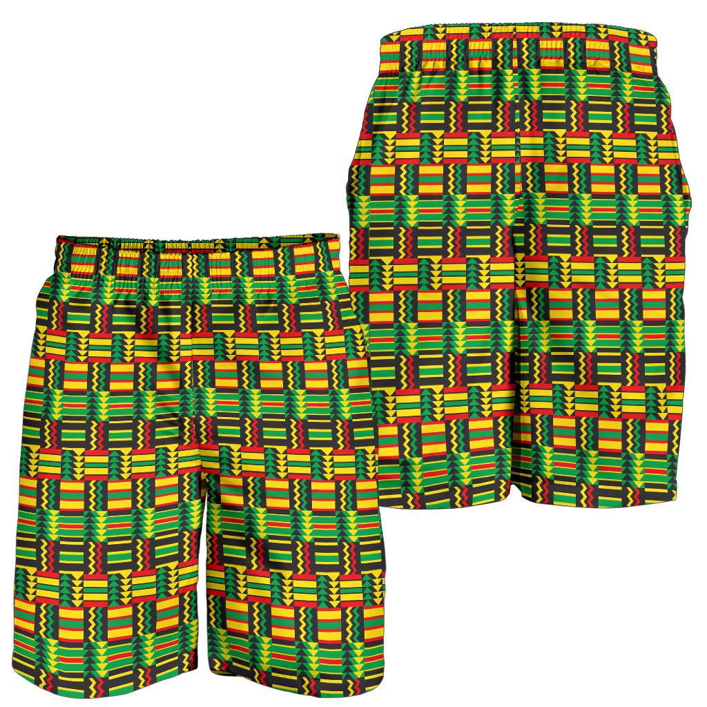 African Zip Zag Print Pattern Mens Shorts-JTAMIGO.COM