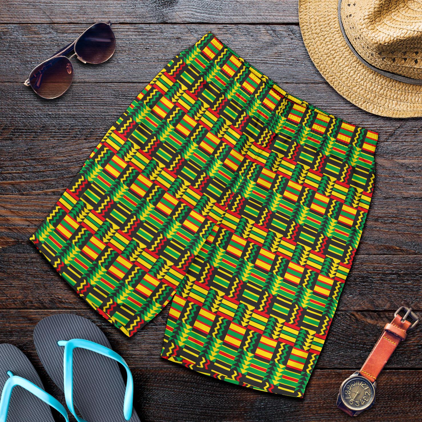 African Zip Zag Print Pattern Mens Shorts-JTAMIGO.COM