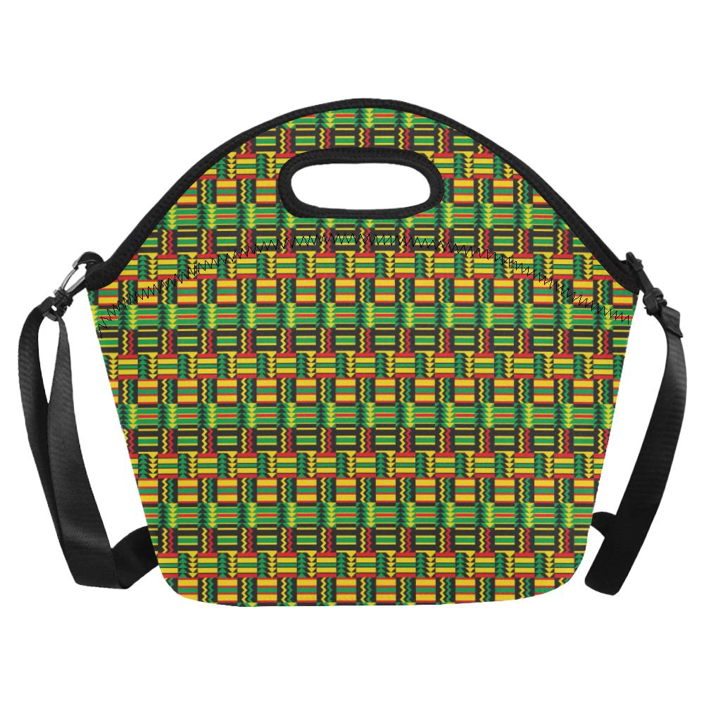 African Zip Zag Print Pattern Neoprene Lunch Bag (Model 1669)(Large)-JTAMIGO.COM