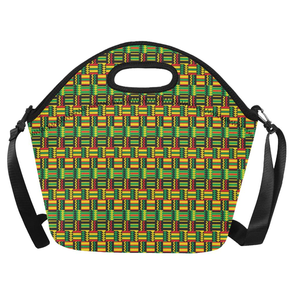 African Zip Zag Print Pattern Neoprene Lunch Bag (Model 1669)(Large)-JTAMIGO.COM