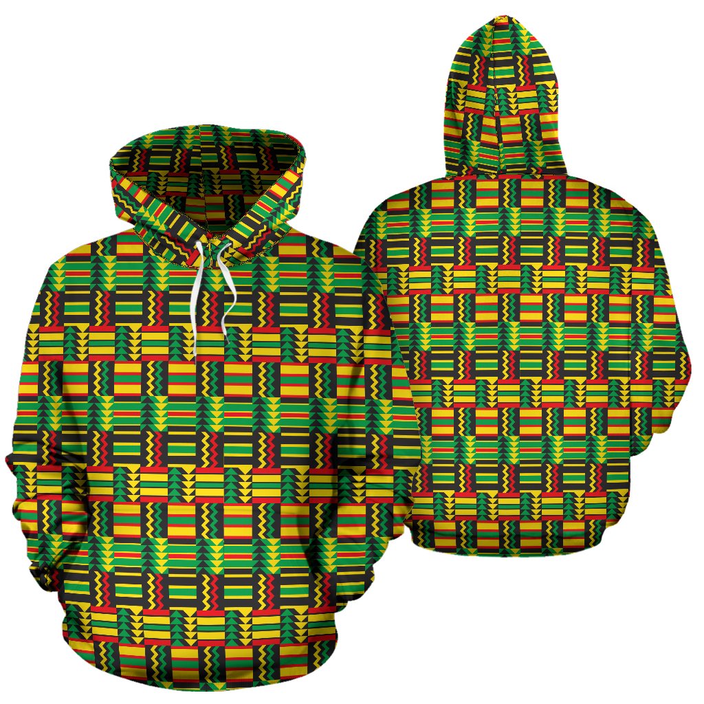African Zip Zag Print Pattern Pullover Hoodie