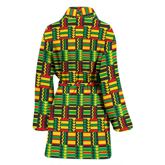 African Zip Zag Print Pattern Women Bath Robe-JTAMIGO.COM