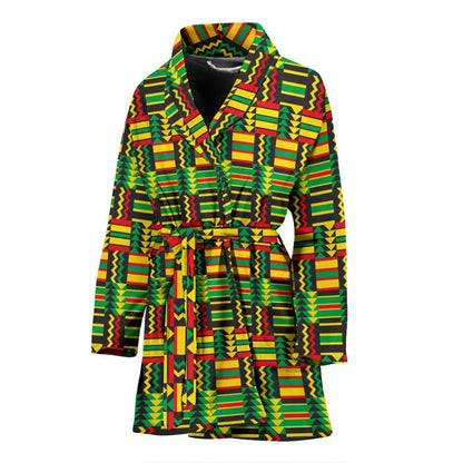 African Zip Zag Print Pattern Women Bath Robe-JTAMIGO.COM