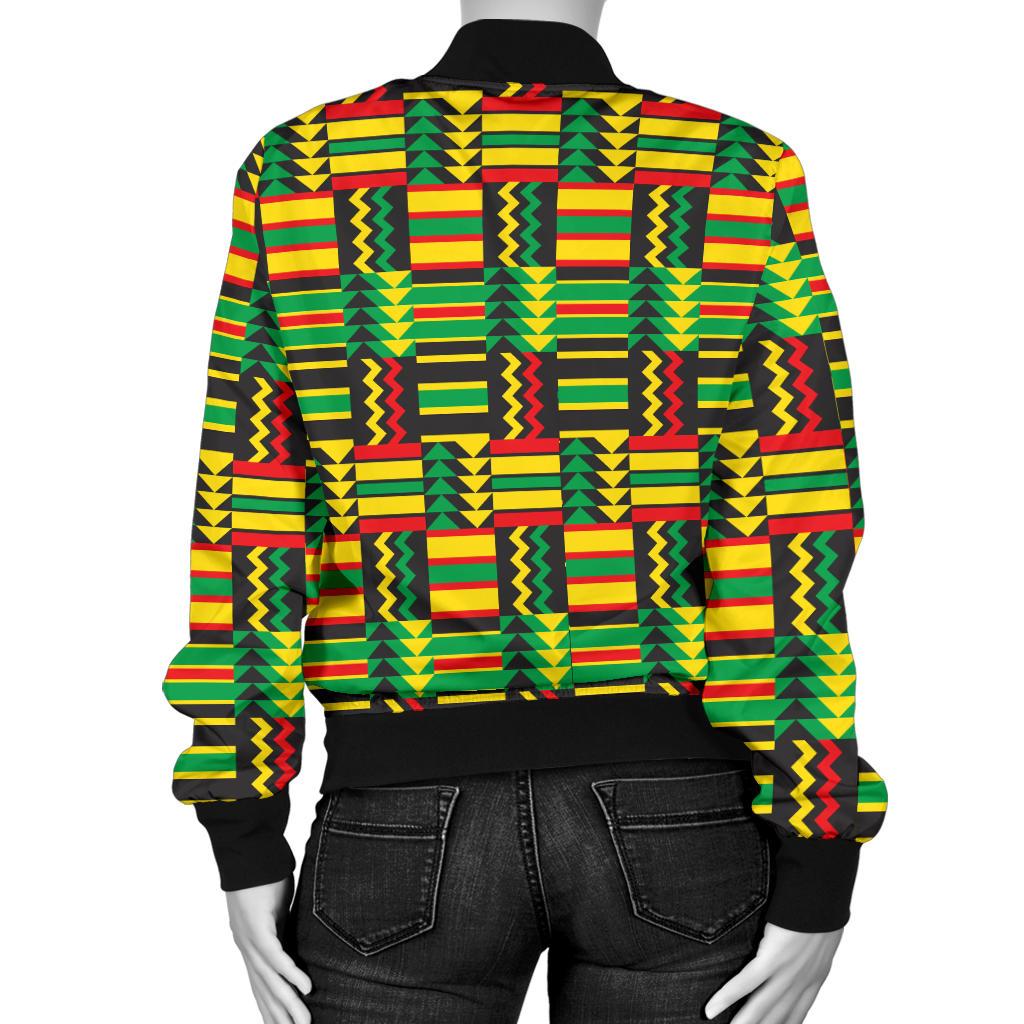 African Zip Zag Print Pattern Women Casual Bomber Jacket