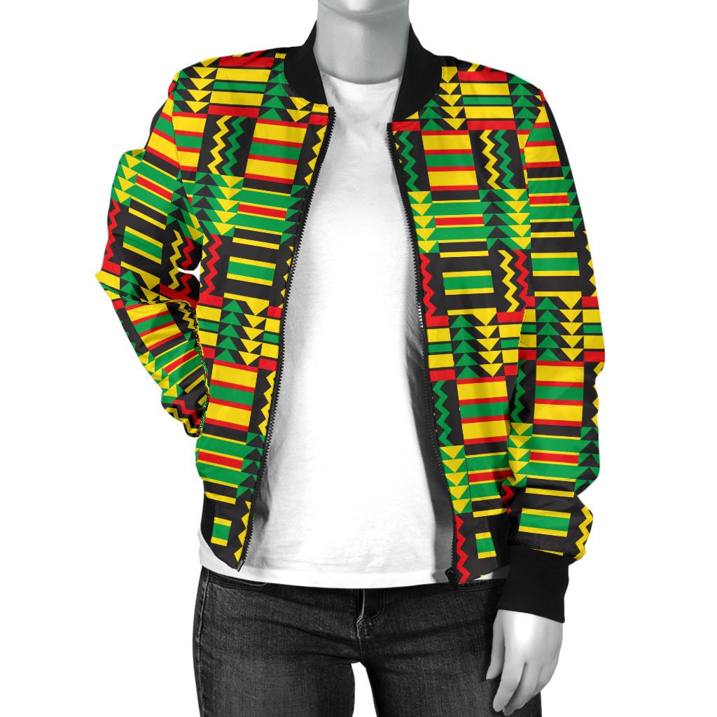 African Zip Zag Print Pattern Women Casual Bomber Jacket