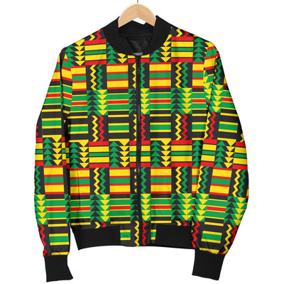African Zip Zag Print Pattern Women Casual Bomber Jacket