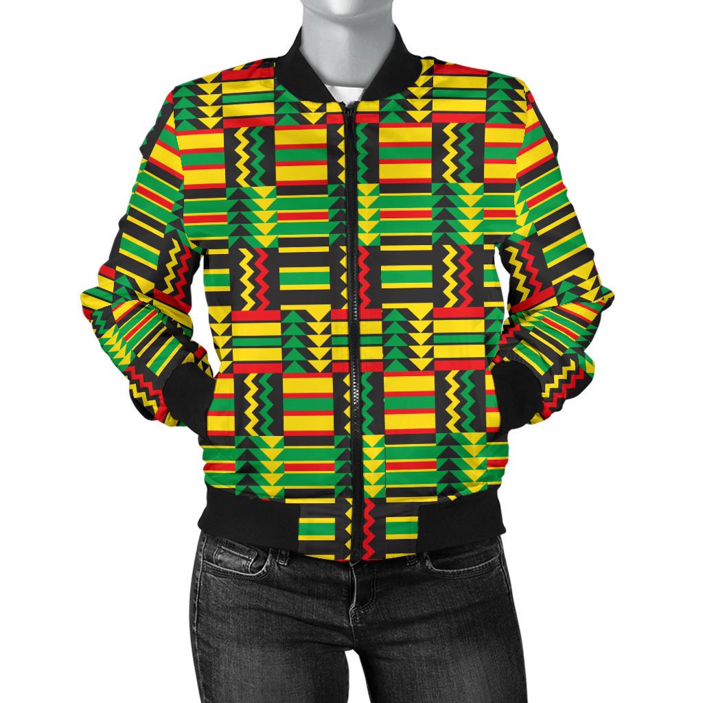 African Zip Zag Print Pattern Women Casual Bomber Jacket