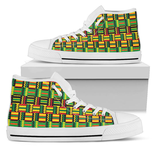 African Zip Zag Print Pattern Women High Top Shoes