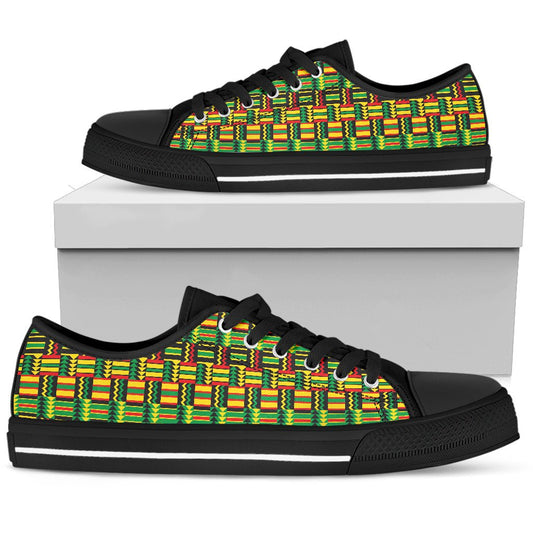 African Zip Zag Print Pattern Women Low Top Shoes