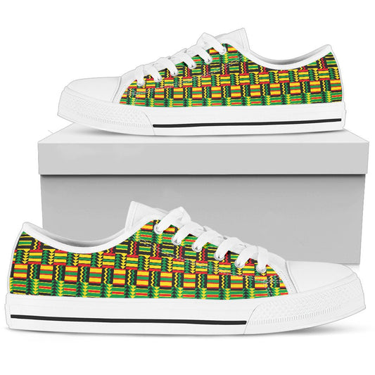 African Zip Zag Print Pattern Women Low Top Shoes