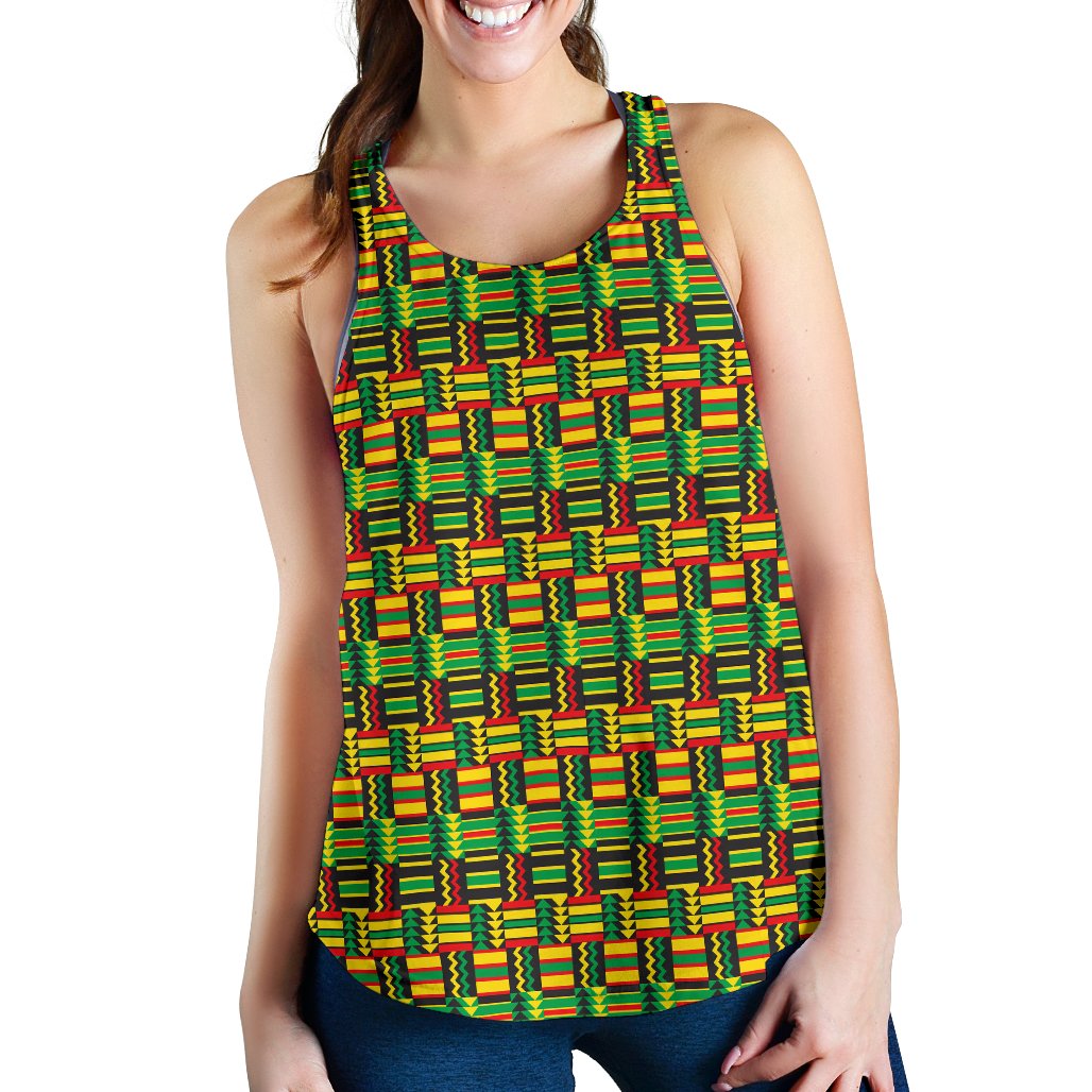 African Zip Zag Print Pattern Women Racerback Tank Top