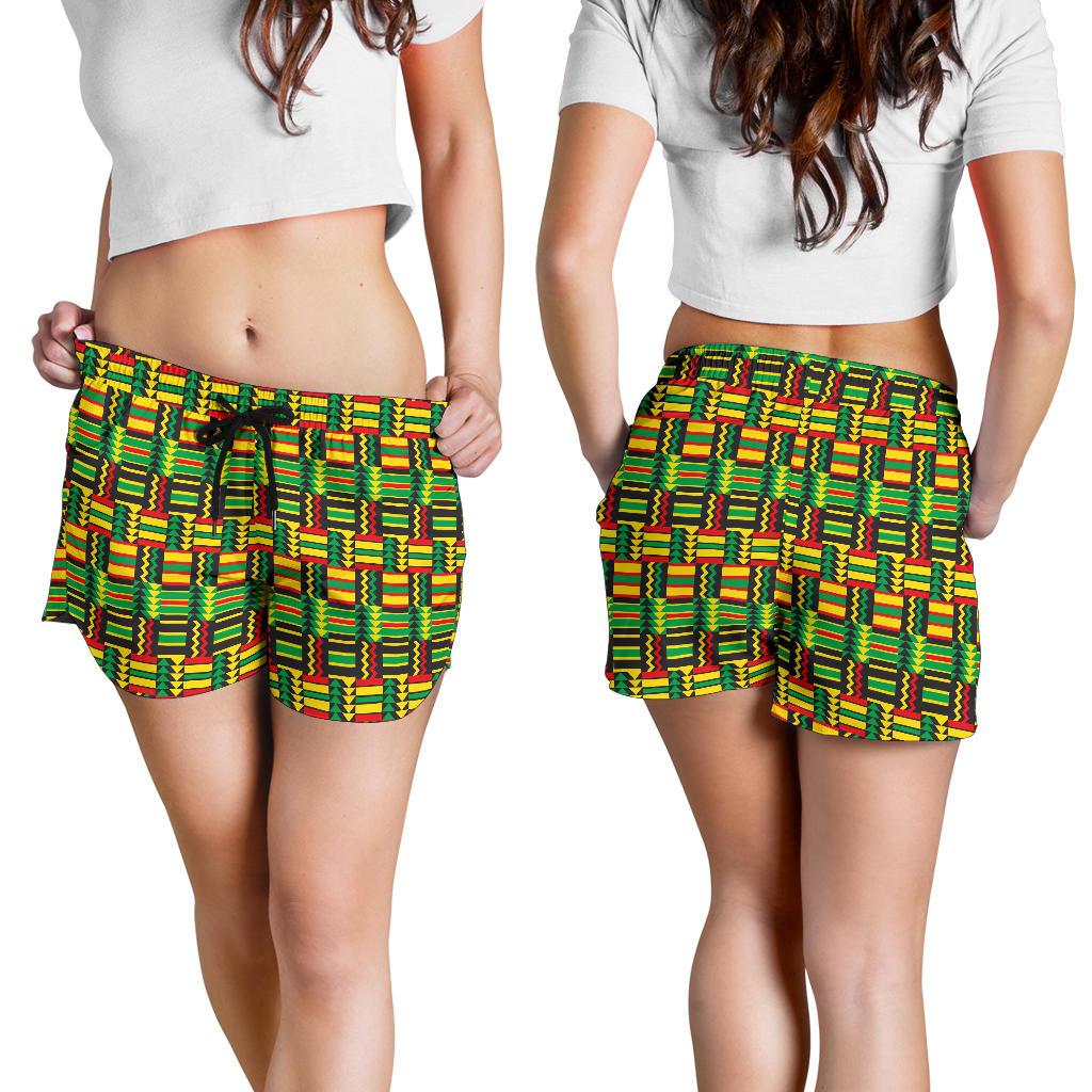 African Zip Zag Print Pattern Women Shorts-JTAMIGO.COM