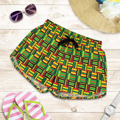 African Zip Zag Print Pattern Women Shorts-JTAMIGO.COM