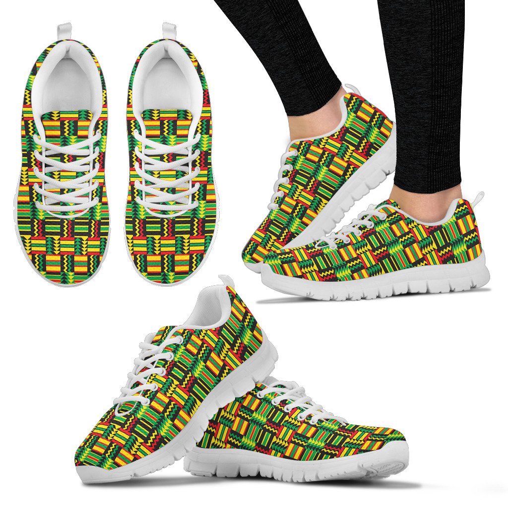 African Zip Zag Print Pattern Women Sneakers Shoes