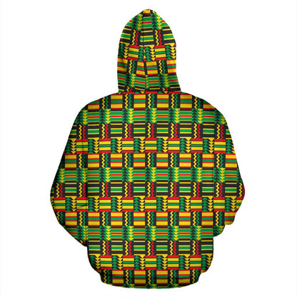 African Zip Zag Print Pattern Zip Up Hoodie