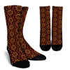Agricultural Brown Wheat Print Pattern Crew Socks