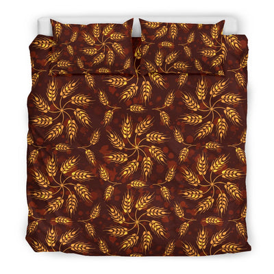 Agricultural Brown Wheat Print Pattern Duvet Cover Bedding Set
