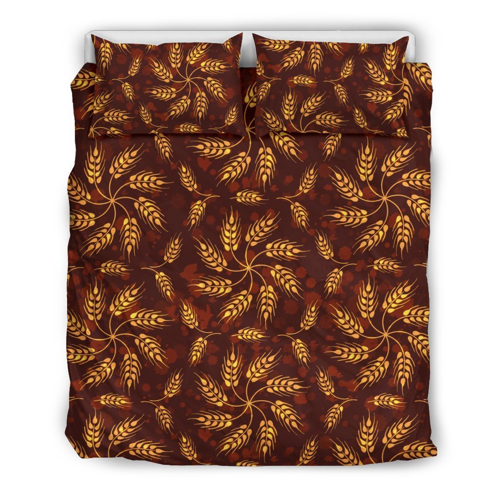Agricultural Brown Wheat Print Pattern Duvet Cover Bedding Set