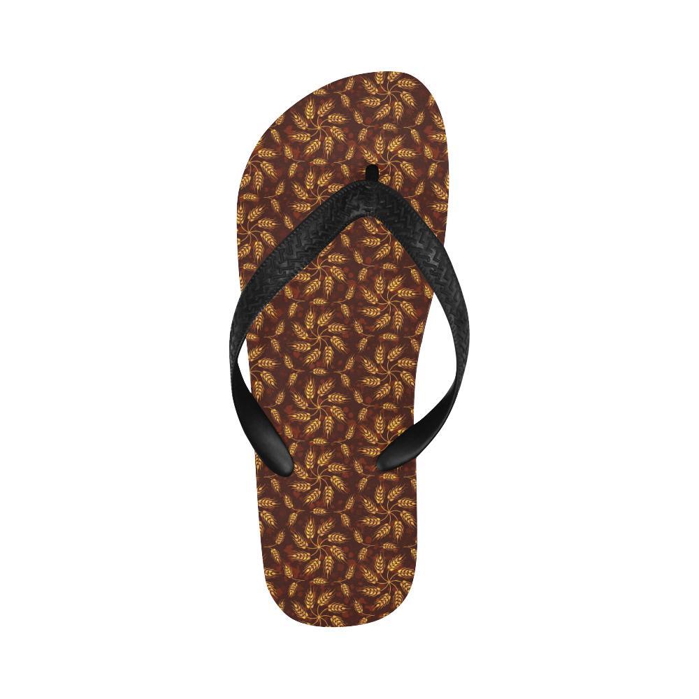 Agricultural Brown Wheat Print Pattern Flip Flops-JTAMIGO.COM