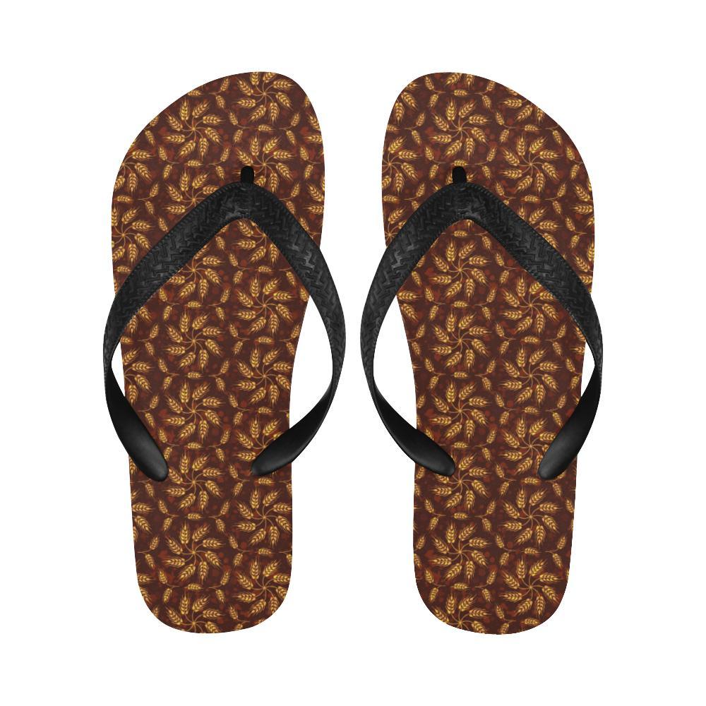 Agricultural Brown Wheat Print Pattern Flip Flops-JTAMIGO.COM