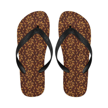 Agricultural Brown Wheat Print Pattern Flip Flops-JTAMIGO.COM