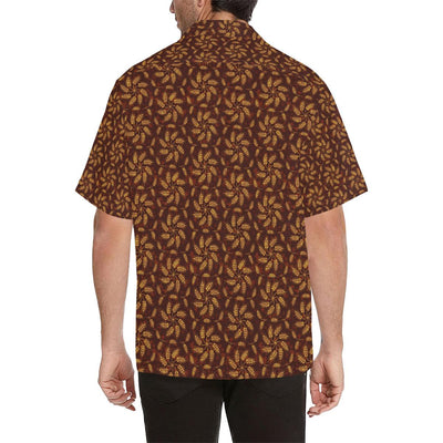 Agricultural Brown Wheat Print Pattern Men Aloha Hawaiian Shirt