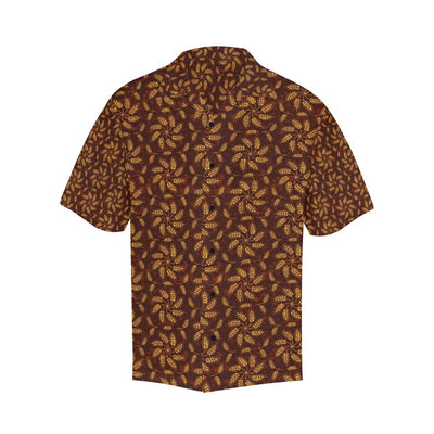 Agricultural Brown Wheat Print Pattern Men Aloha Hawaiian Shirt