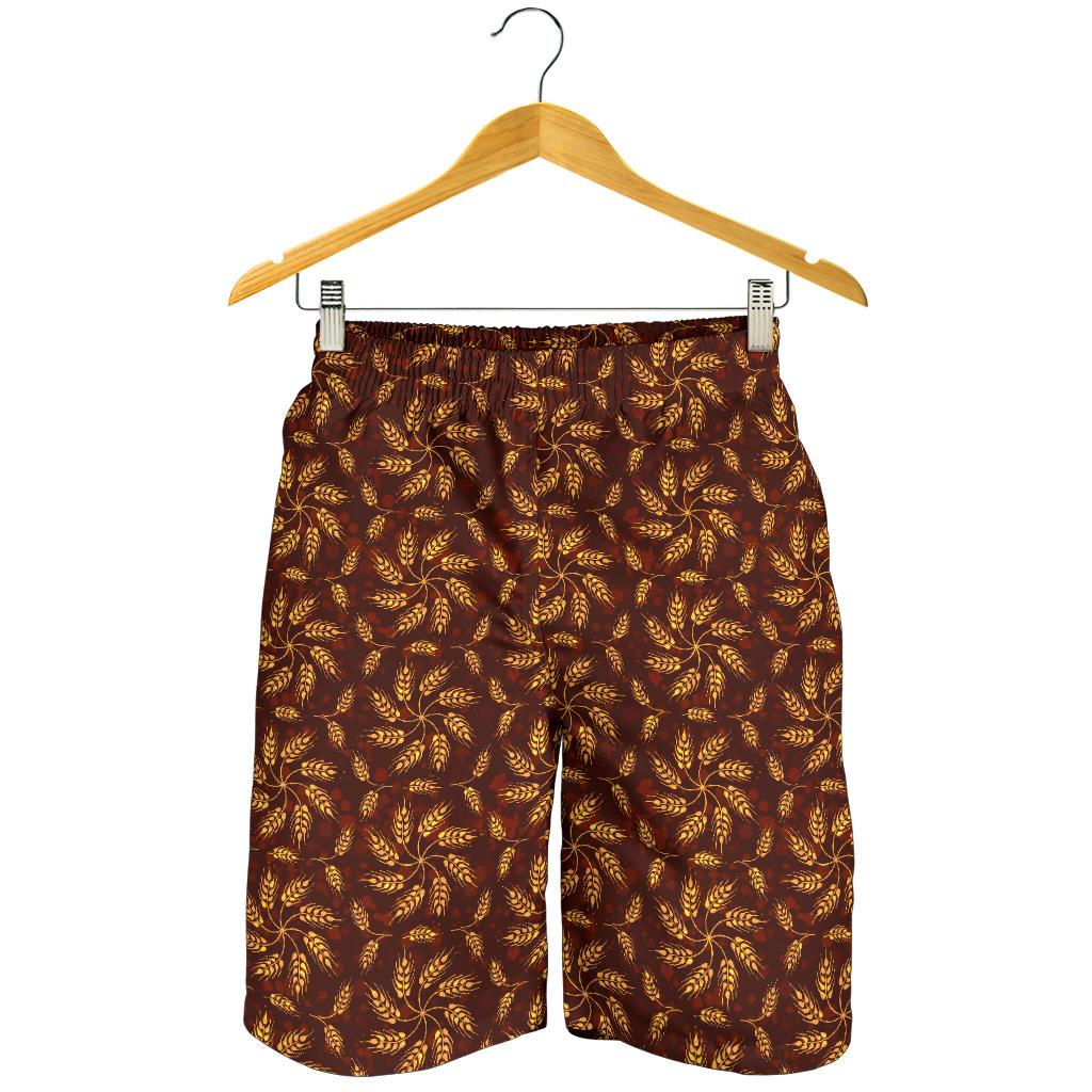 Agricultural Brown Wheat Print Pattern Mens Shorts-JTAMIGO.COM