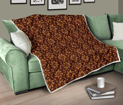 Agricultural Brown Wheat Print Pattern Premium Quilt-JTAMIGO.COM