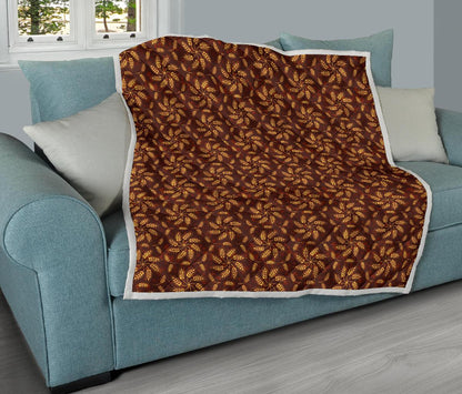 Agricultural Brown Wheat Print Pattern Premium Quilt-JTAMIGO.COM