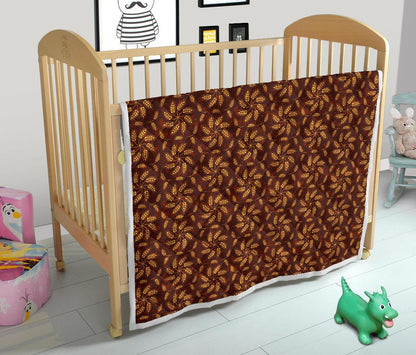 Agricultural Brown Wheat Print Pattern Premium Quilt-JTAMIGO.COM