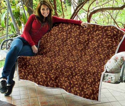 Agricultural Brown Wheat Print Pattern Premium Quilt-JTAMIGO.COM