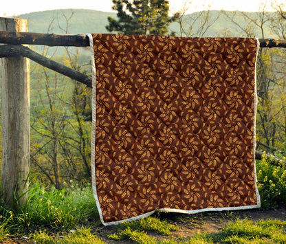 Agricultural Brown Wheat Print Pattern Premium Quilt-JTAMIGO.COM