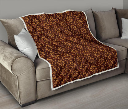 Agricultural Brown Wheat Print Pattern Premium Quilt-JTAMIGO.COM