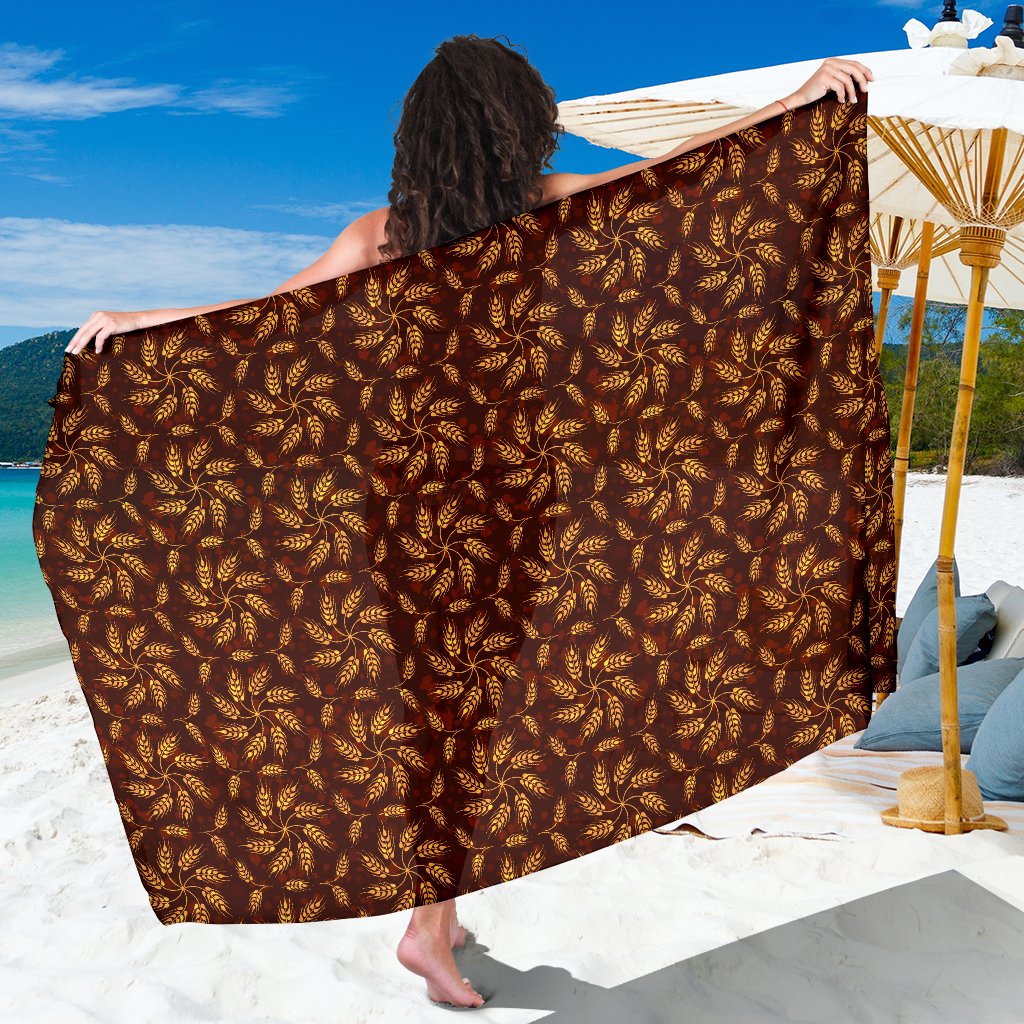 Agricultural Brown Wheat Print Pattern Sarong Pareo Wrap
